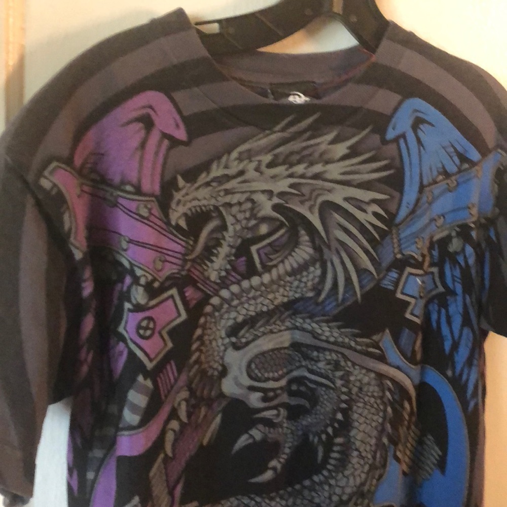 VTG 4 Seasons Design Inc All Over Graphic T-shirt Men's Large TEE “Dragon”